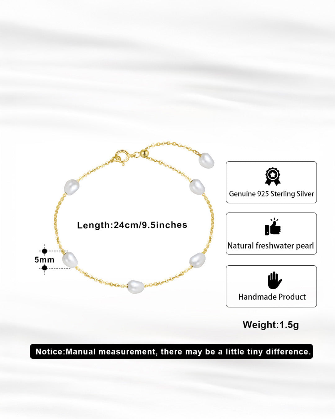 14K Gold Plated 925 Sterling Silver &amp; Pearl BRACELET &amp; Natural Freshwater Pearl BRACELET | NOÉ