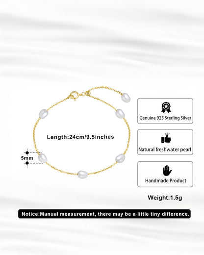 14K Gold Plated 925 Sterling Silver &amp; Pearl BRACELET &amp; Natural Freshwater Pearl BRACELET | NOÉ