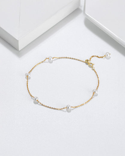 14K Gold Plated 925 Sterling Silver &amp; Pearl BRACELET &amp; Natural Freshwater Pearl BRACELET | NOÉ
