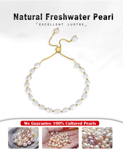 14K Gold Plated 925 Sterling Silver &amp; Natural Freshwater Pearl  BRACELET | IRIS