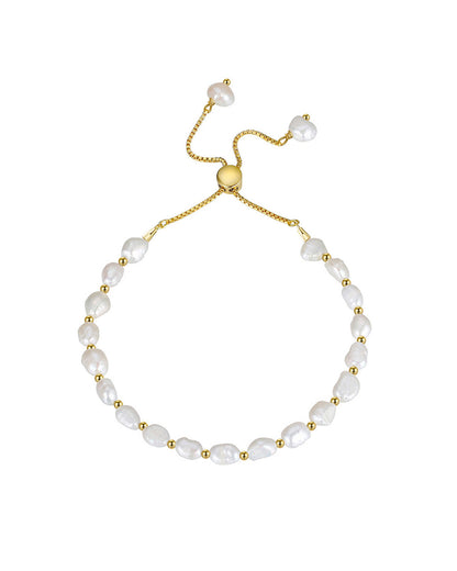14K Gold Plated 925 Sterling Silver &amp; Natural Freshwater Pearl  BRACELET | IRIS