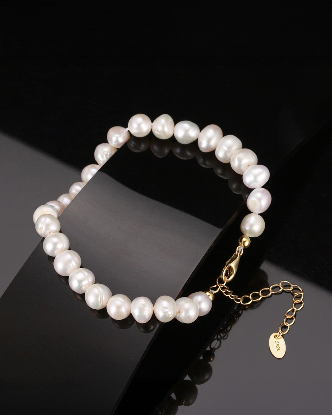 14K Gold Plated 925 Sterling Silver &amp; Natural Cultured Pearls BRACELET | ALAYA