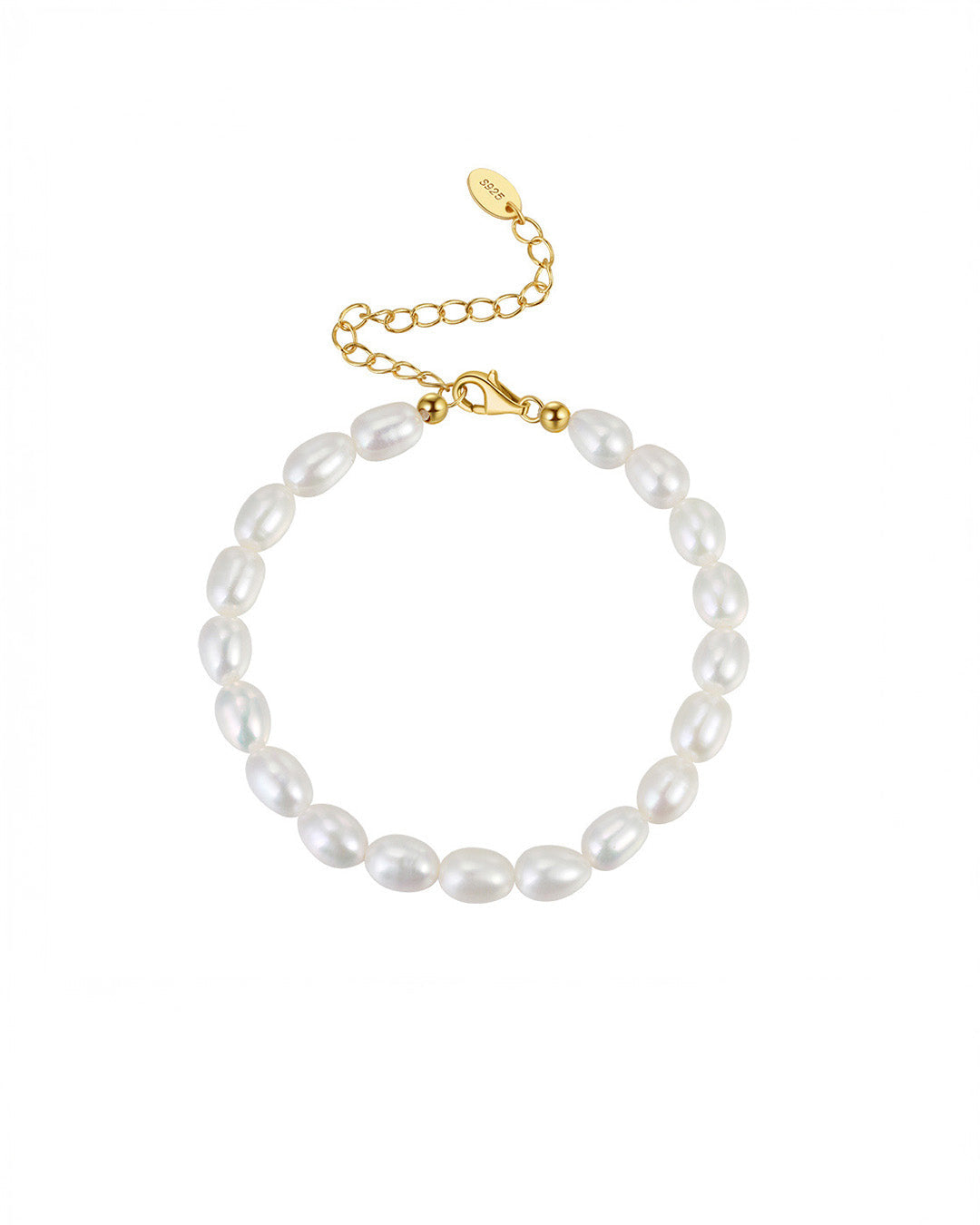14K Gold Plated 925 Sterling Silver &amp; Genuine Cultured Pearl BRACELET | NARA