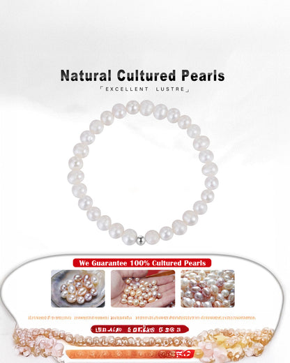 925 Sterling Silver &amp; Genuine Cultured Pearl BRACELET | SOLEN
