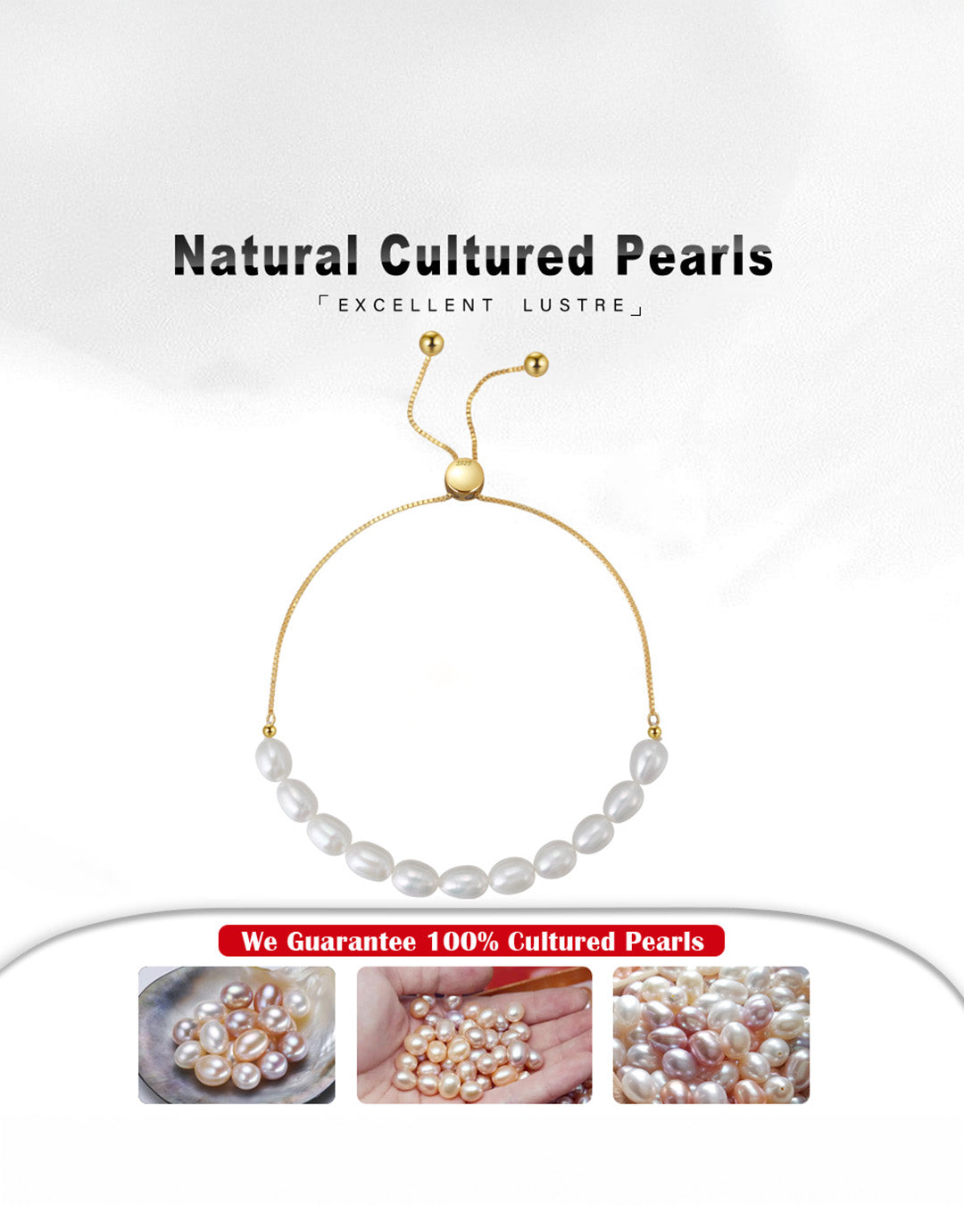 925 Sterling Silver &amp; Natural Freshwater Pearl BRACELET | EVELA
