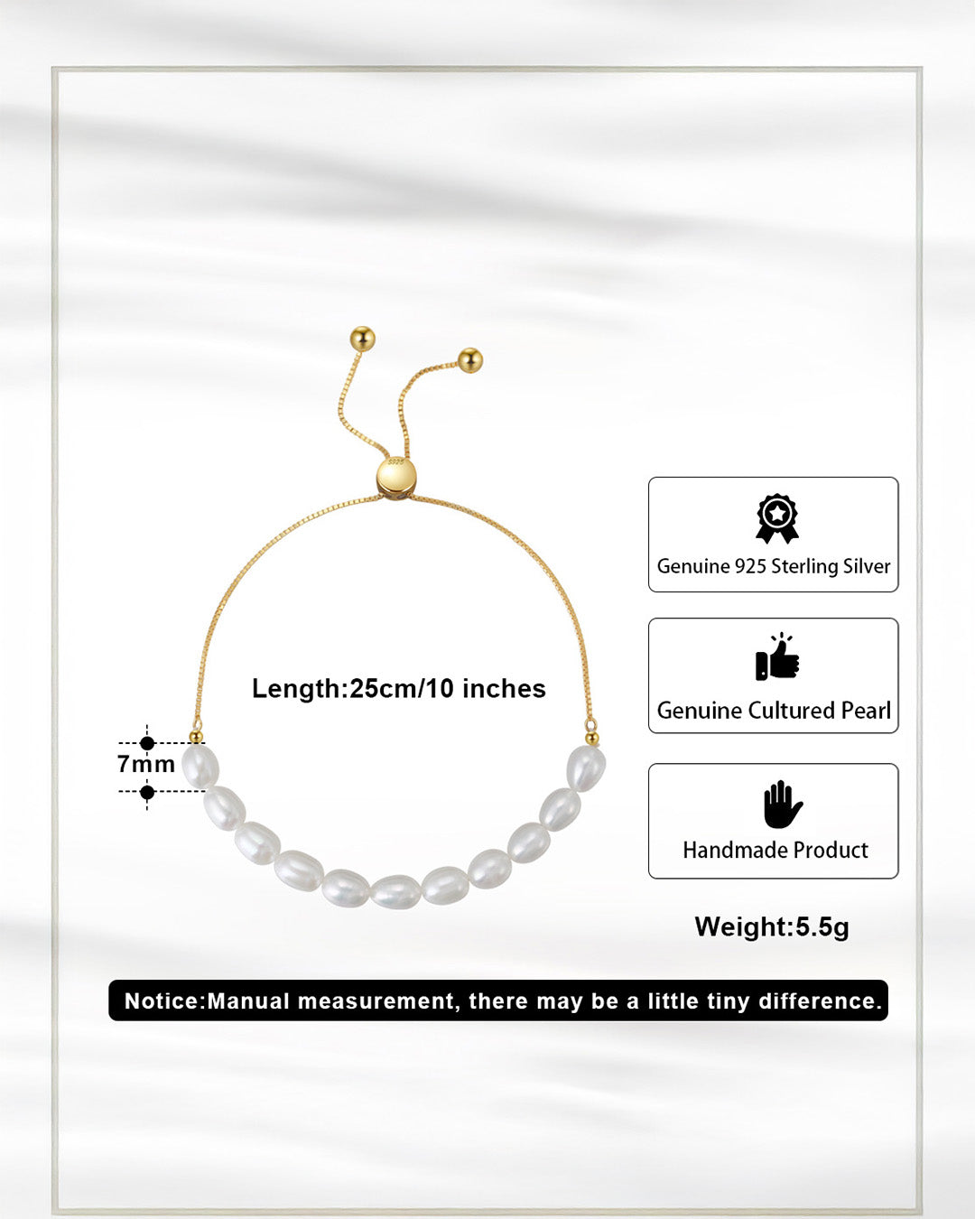925 Sterling Silver &amp; Natural Freshwater Pearl BRACELET | EVELA