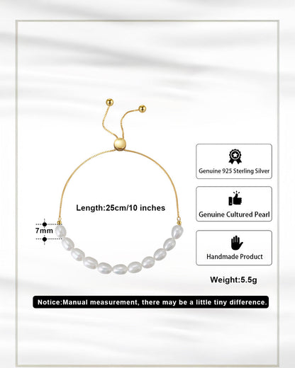 925 Sterling Silver &amp; Natural Freshwater Pearl BRACELET | EVELA