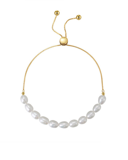 925 Sterling Silver &amp; Natural Freshwater Pearl BRACELET | EVELA