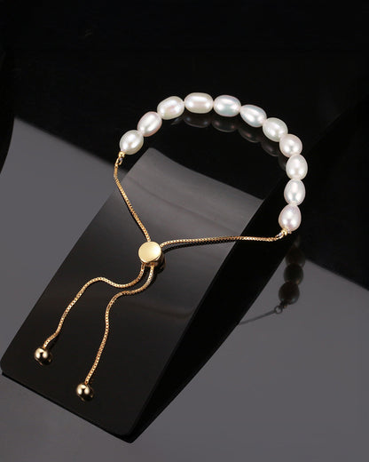 925 Sterling Silver &amp; Natural Freshwater Pearl BRACELET | EVELA