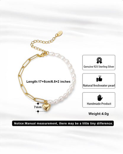 14K Gold Plated 925 Sterling Silver &amp; Natural Freshwater Pearl BRACELET | AMORA