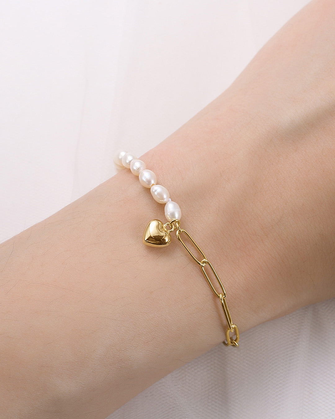 14K Gold Plated 925 Sterling Silver &amp; Natural Freshwater Pearl BRACELET | AMORA