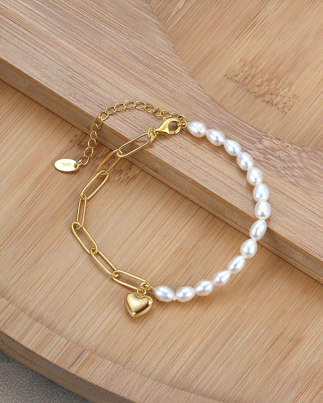 14K Gold Plated 925 Sterling Silver &amp; Natural Freshwater Pearl BRACELET | AMORA