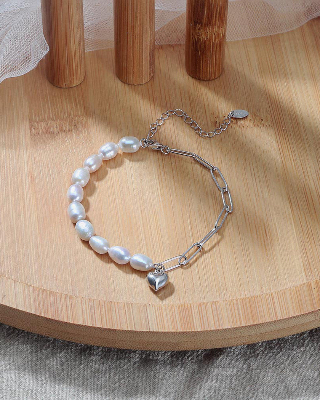 925 Sterling Silver &amp; Natural Freshwater Pearl BRACELET | AMORA