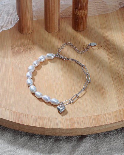 925 Sterling Silver &amp; Natural Freshwater Pearl BRACELET | AMORA