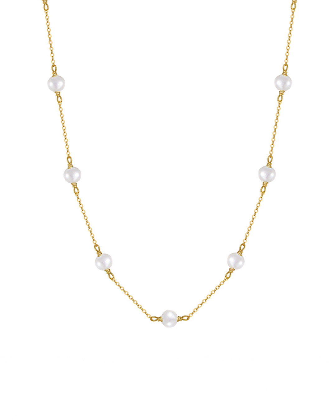 14K Gold Plated 925 Sterling Silver &amp; NATURAL FRESHWATER PEARL NECKLACE |  MIRELLE