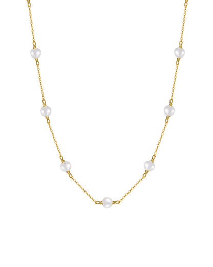 14K Gold Plated 925 Sterling Silver &amp; NATURAL FRESHWATER PEARL NECKLACE |  MIRELLE