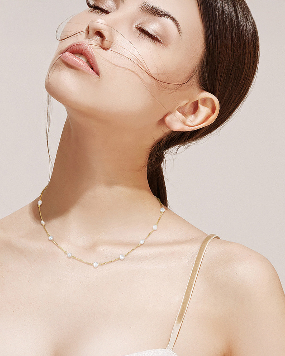 14K Gold Plated 925 Sterling Silver &amp; NATURAL FRESHWATER PEARL NECKLACE |  MIRELLE