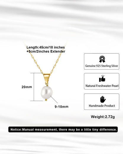 14K Gold Plated 925 Sterling Silver &amp; NATURAL FRESHWATER PEARL NECKLACE | IVORA