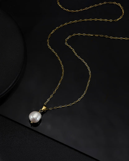 14K Gold Plated 925 Sterling Silver &amp; NATURAL FRESHWATER PEARL NECKLACE | IVORA
