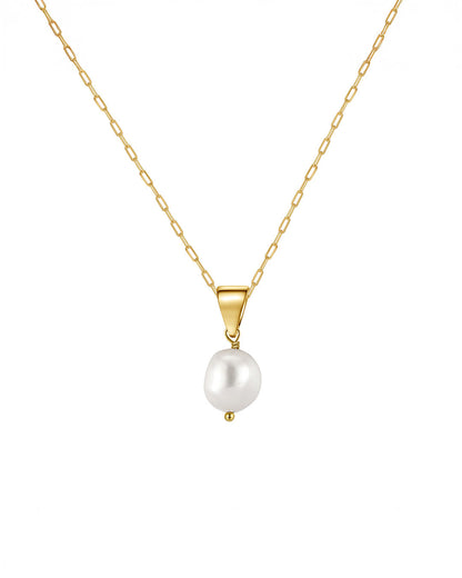 14K Gold Plated 925 Sterling Silver &amp; NATURAL FRESHWATER PEARL NECKLACE | IVORA