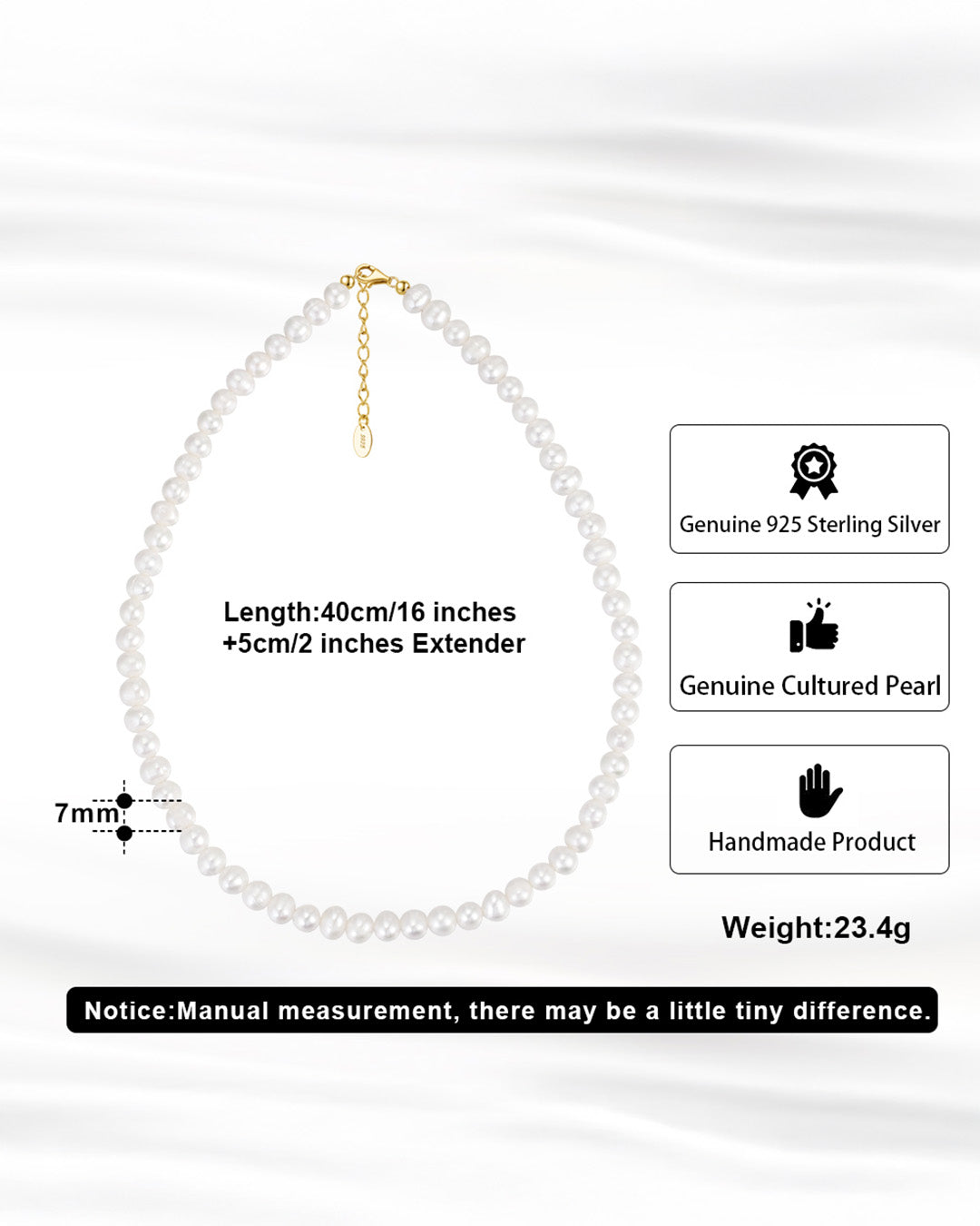 14K Gold Plated 925 Sterling Silver &amp; NATURAL FRESHWATER PEARL NECKLACE | OLYANE