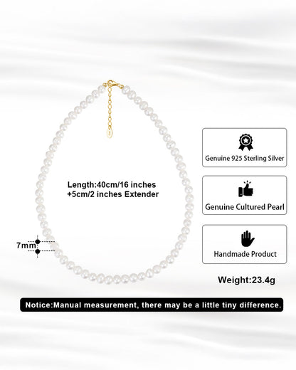 14K Gold Plated 925 Sterling Silver &amp; NATURAL FRESHWATER PEARL NECKLACE | OLYANE