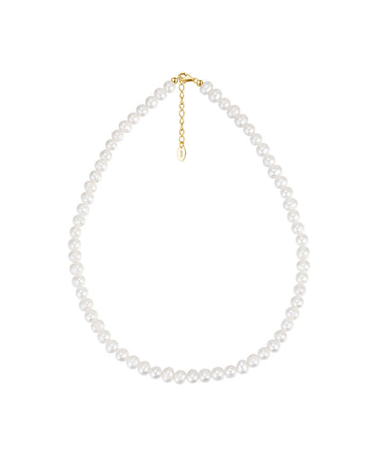 14K Gold Plated 925 Sterling Silver &amp; NATURAL FRESHWATER PEARL NECKLACE | OLYANE