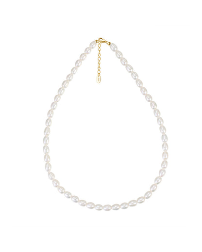 14K Gold Plated 925 Sterling Silver &amp; GENUINE CULTURED PEARL NECKLACE | ELINOA