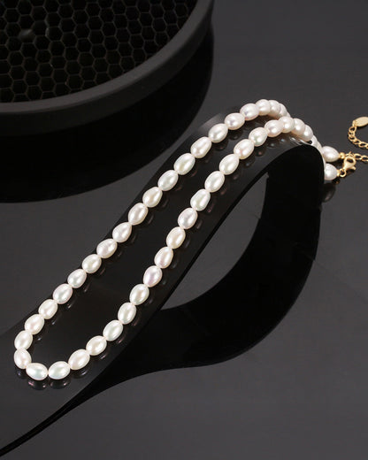 14K Gold Plated 925 Sterling Silver &amp; GENUINE CULTURED PEARL NECKLACE | ELINOA