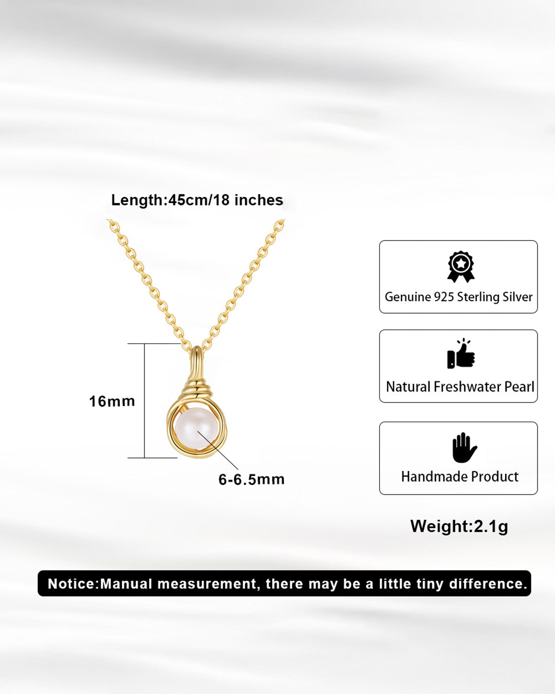 SERIN NECKLACE - 14K GOLD PLATED &amp; NATURAL FRESHWATER PEARL