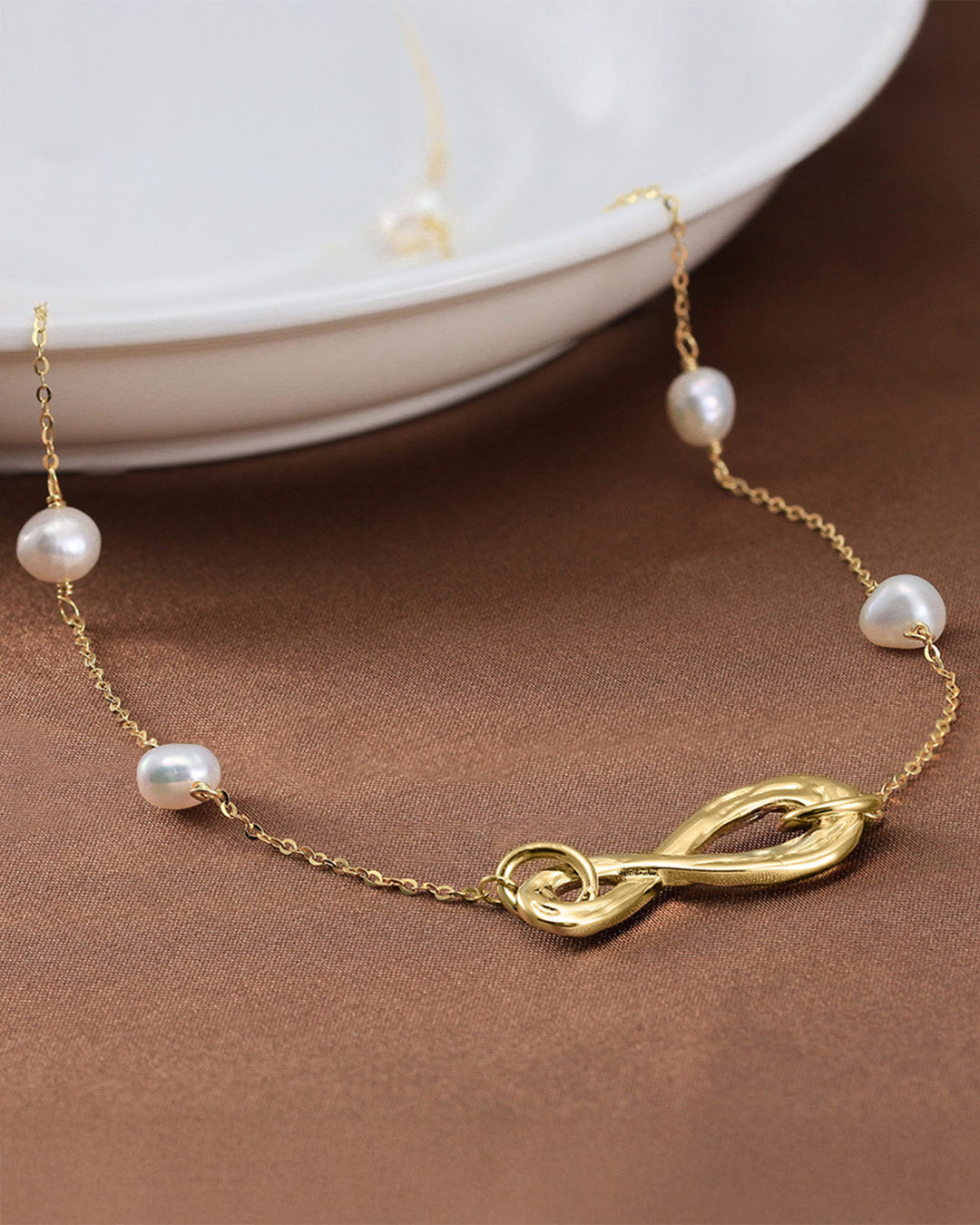 14K Gold Plated 925 Sterling Silver &amp; NATURAL FRESHWATER PEARL NECKLACE | MERIS