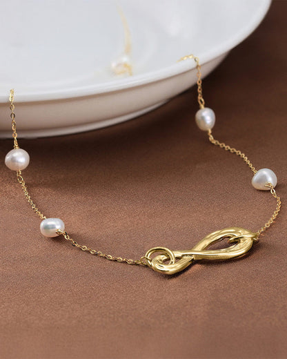 14K Gold Plated 925 Sterling Silver &amp; NATURAL FRESHWATER PEARL NECKLACE | MERIS