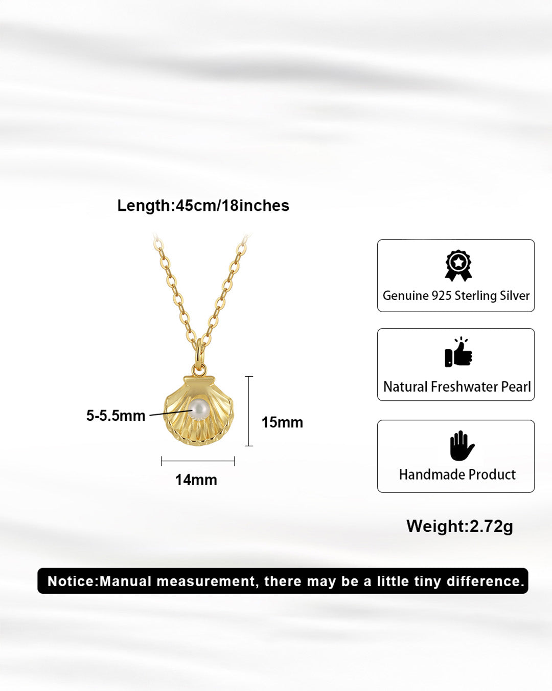 14K Gold Plated 925 Sterling Silver &amp; NATURAL FRESHWATER PEARL NECKLACE | SHELLINE