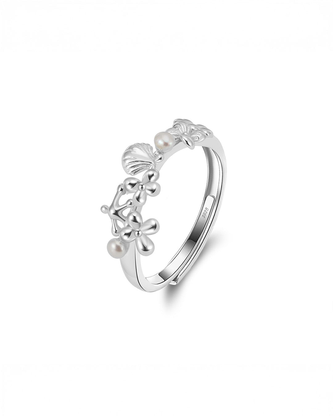 OLYSS RING - RHODIUM PLATED 925 STERLING SILVER &amp; NATURAL FRESHWATER PEARL