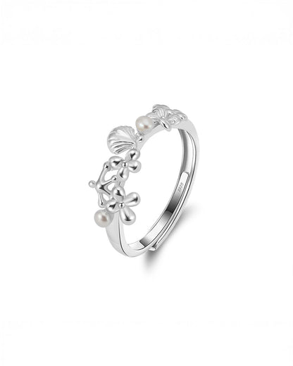 OLYSS RING - RHODIUM PLATED 925 STERLING SILVER &amp; NATURAL FRESHWATER PEARL