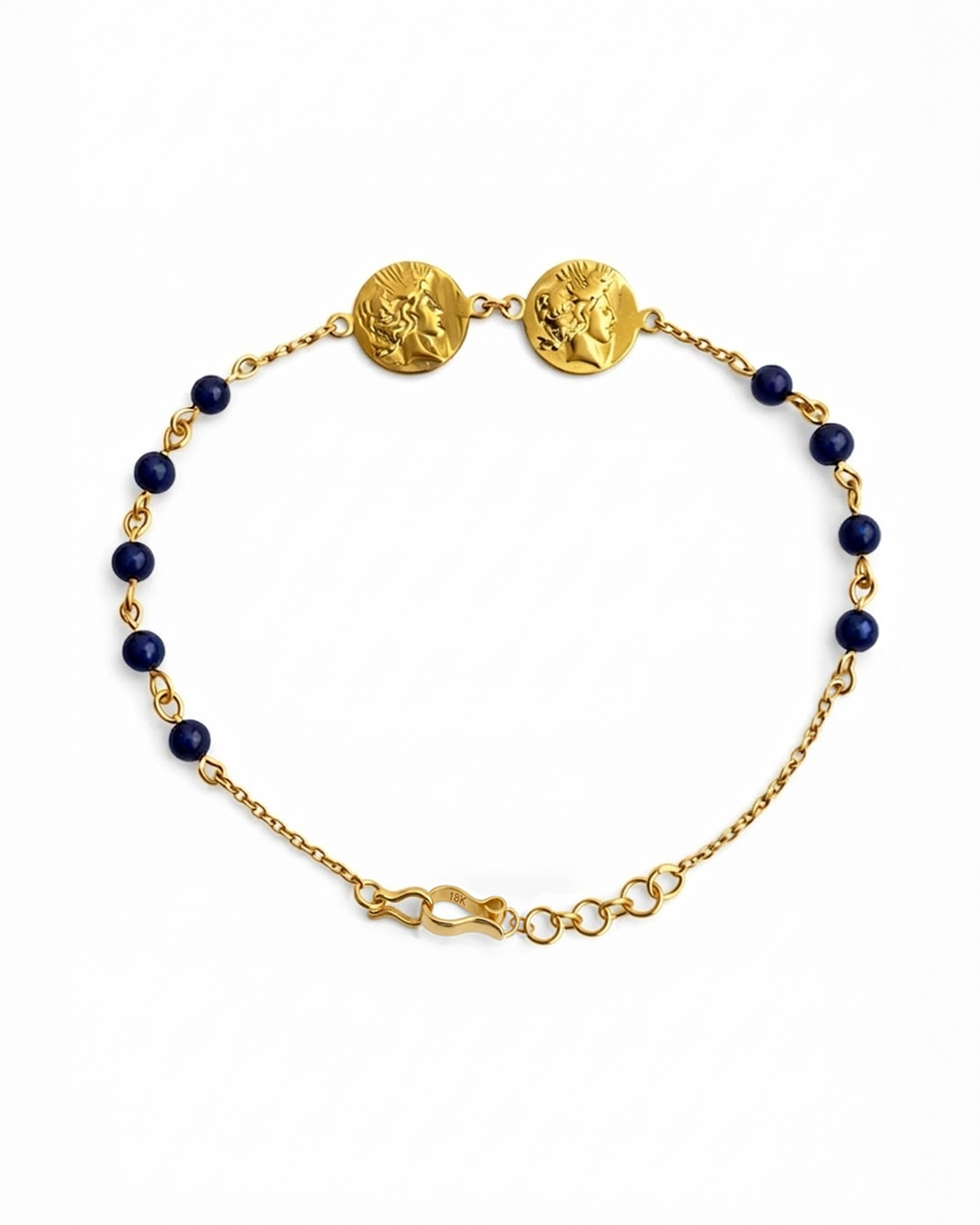 18K GOLD &amp; NATURAL LAPIS LAZULI | HELENA COIN BRACELET