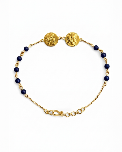 18K GOLD &amp; NATURAL LAPIS LAZULI | HELENA COIN BRACELET
