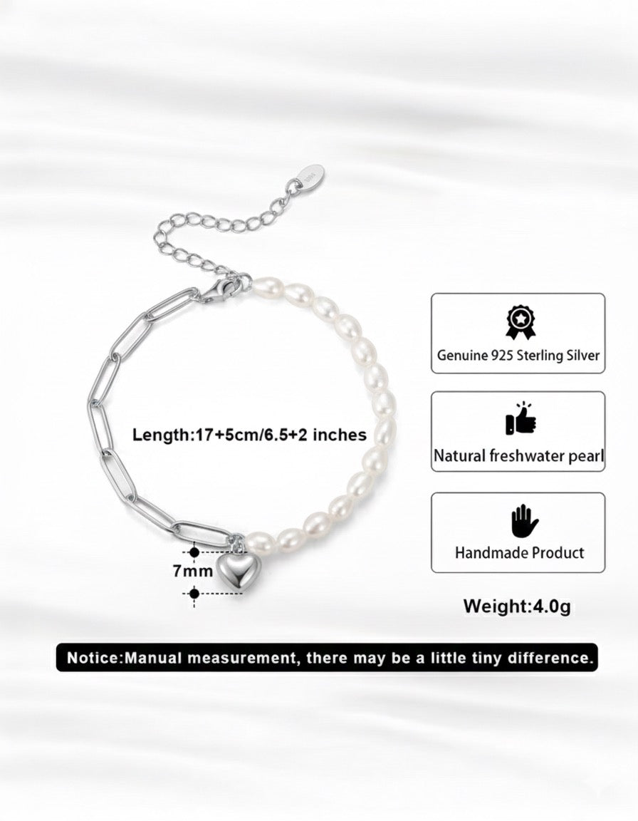 925 Sterling Silver &amp; Natural Freshwater Pearl BRACELET | AMORA
