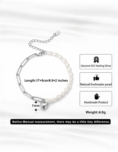 925 Sterling Silver &amp; Natural Freshwater Pearl BRACELET | AMORA
