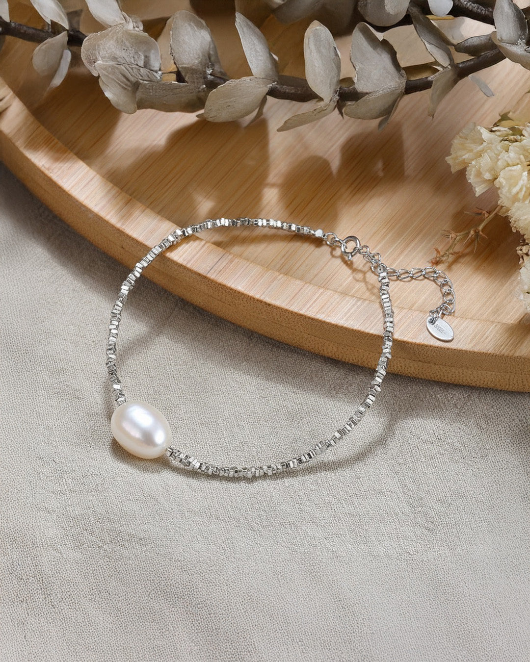 925 Sterling Silver &amp; Natural Freshwater Pearl BRACELET | SILVA