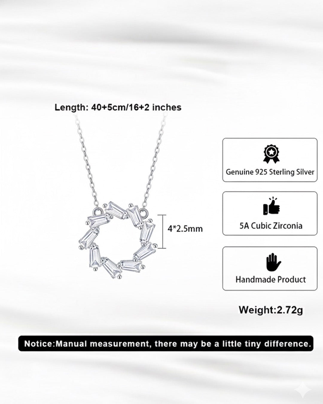 925 Sterling Silver &amp; 5A Cubic Zirconia NECKLACE | EVA