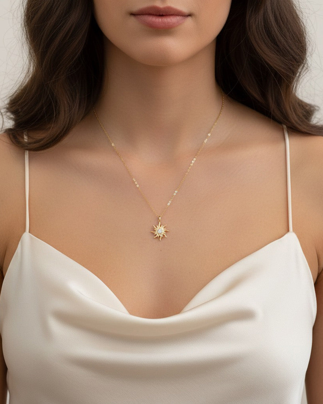 14K Gold Plated 925 Sterling Silver&amp; 5A Cubic Zirconia NECKLACE | SOLARA