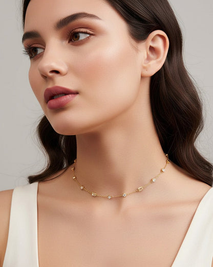 VIONNE NECKLACE - 14K Gold Plated &amp; 5A Cubic Zirconia