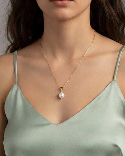 14K Gold Plated 925 Sterling Silver &amp; NATURAL FRESHWATER PEARL NECKLACE | IVORA