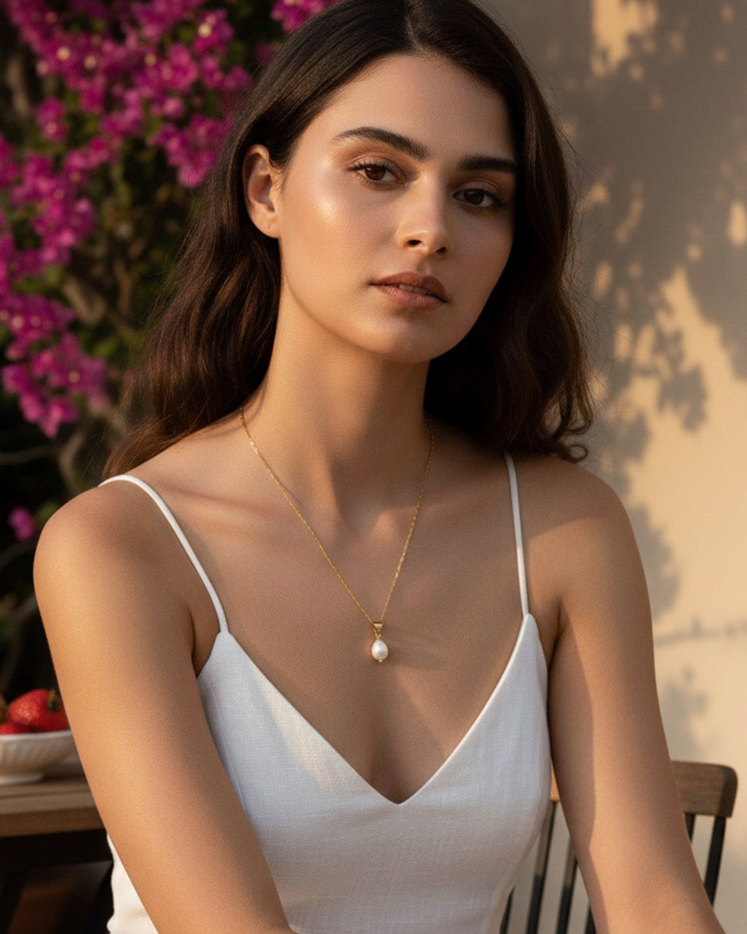 14K Gold Plated 925 Sterling Silver &amp; NATURAL FRESHWATER PEARL NECKLACE | IVORA