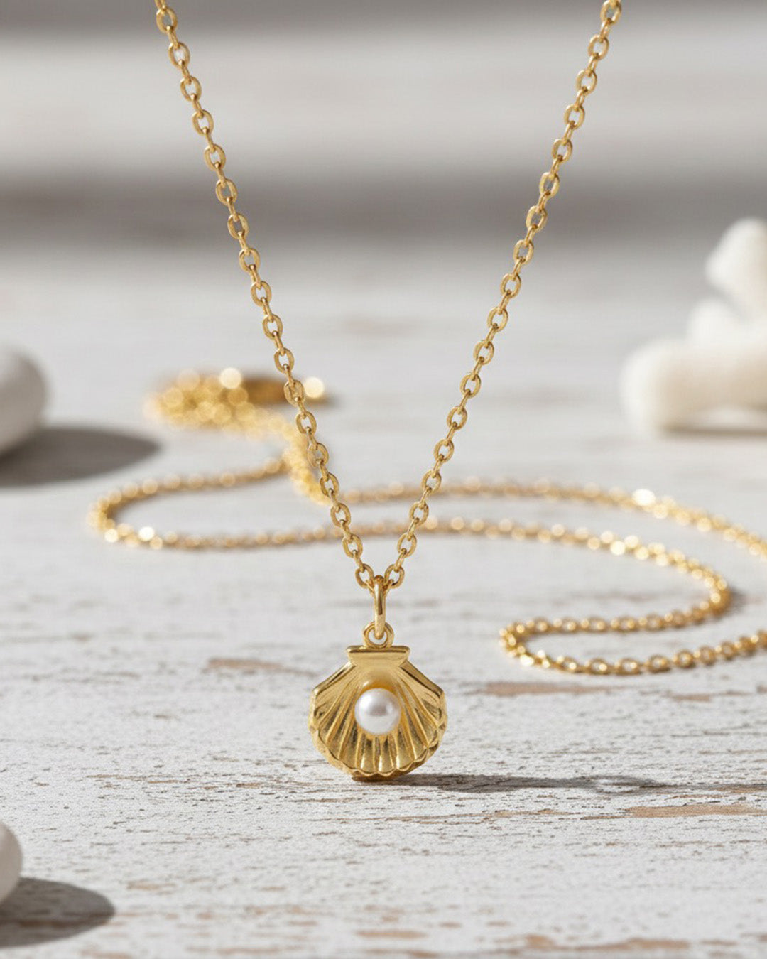 14K Gold Plated 925 Sterling Silver &amp; NATURAL FRESHWATER PEARL NECKLACE | SHELLINE