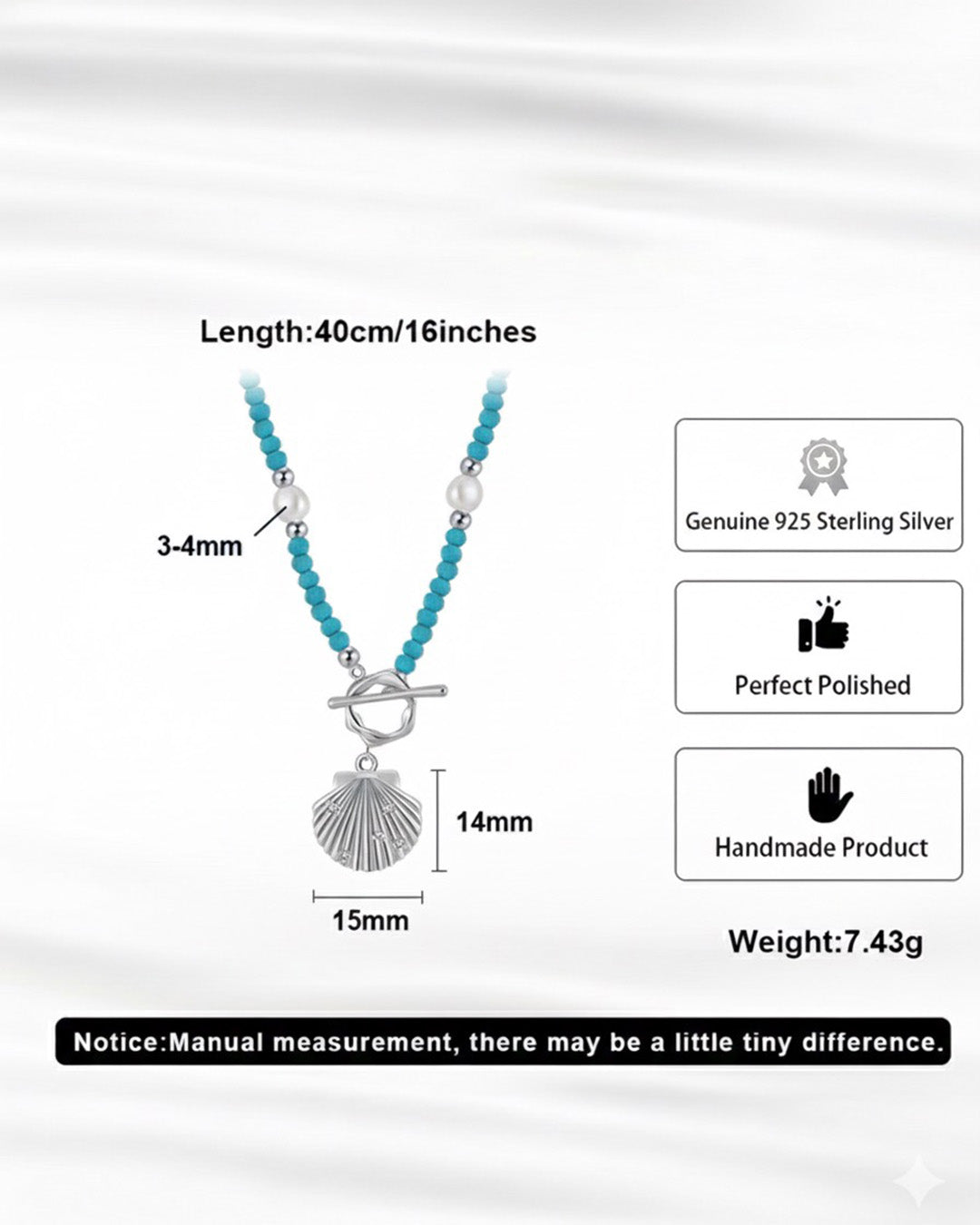 RHODIUM PLATED 925 STERLING SILVER, NATURAL FRESHWATER PEARL &amp; TURQUOISE NECKLACE | RAVINE