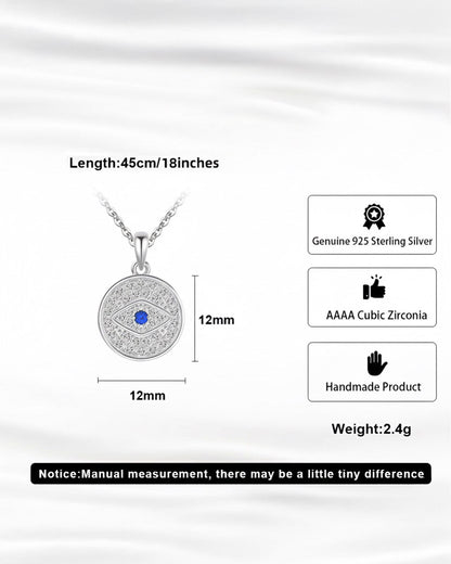 RHODIUM PLATED 925 STERLING SILVER &amp; AAAA CUBIC ZIRCON NECKLACE | OEIL BLUE