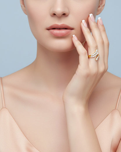 LUNET RING - 14K GOLD PLATED 925 STERLING SILVER &amp; AAAA CUBIC ZIRCONIA