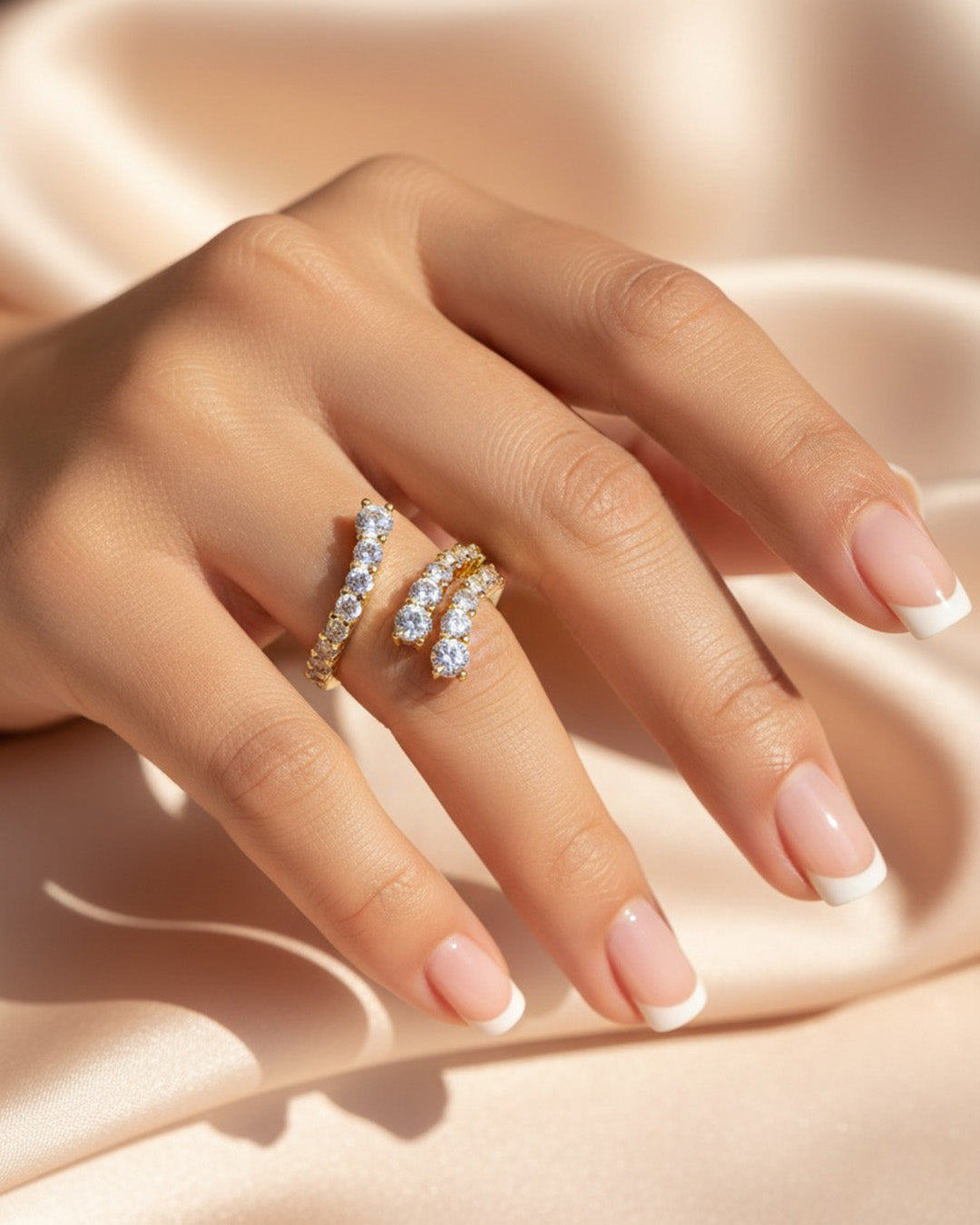 LUNET RING - 14K GOLD PLATED 925 STERLING SILVER &amp; AAAA CUBIC ZIRCONIA